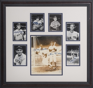 New York Yankees Signed Photo Collage With 8 Signatures Including Mantle, Ford & Berra In 22x21 Framed Display (JSA)